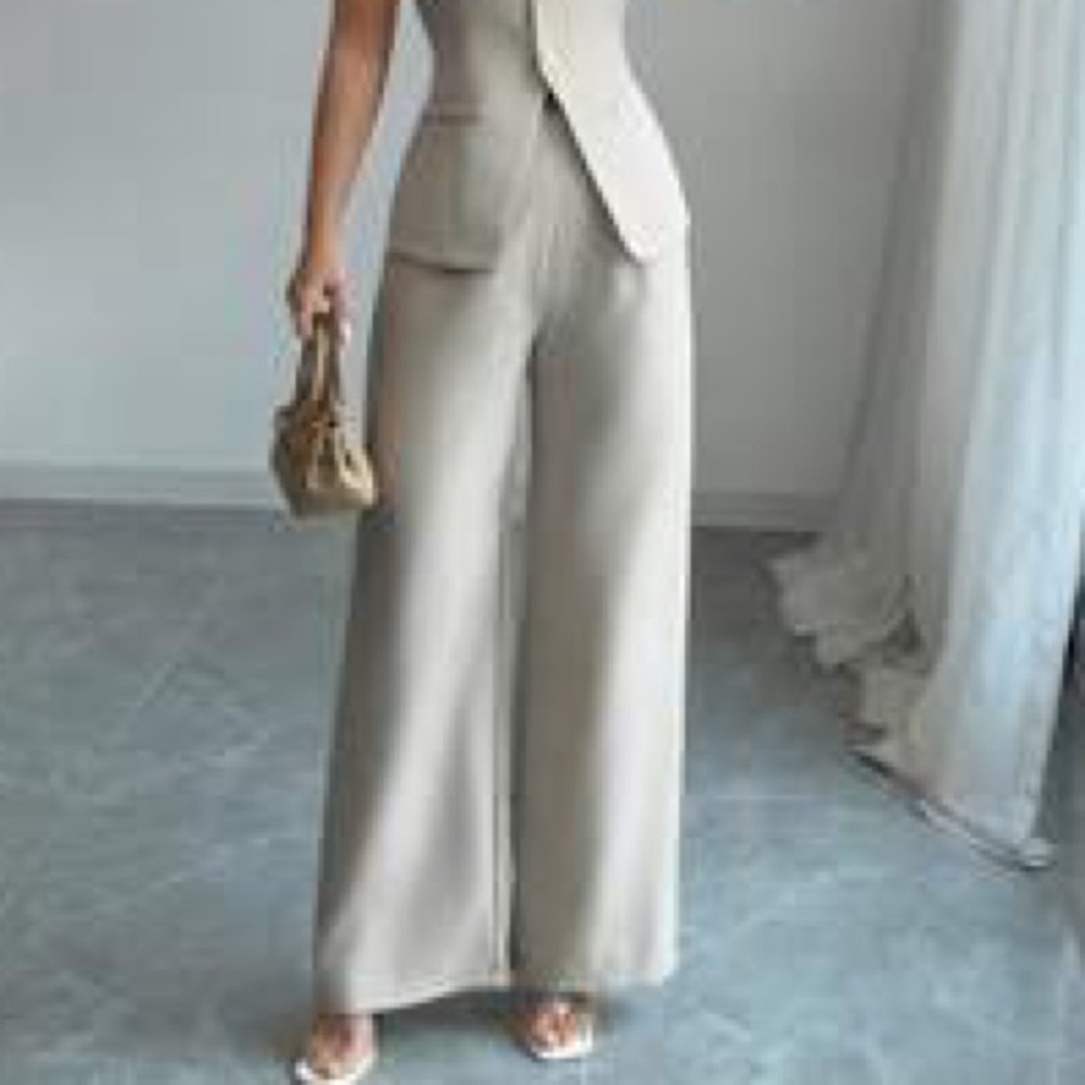 BLACK Elegant Cream PANTS - Picture 1 of 6